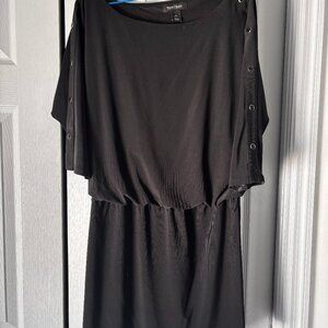 White House Black Market drop shoulder black knit dress